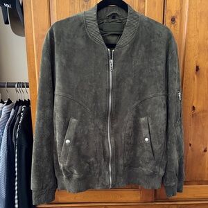 Blank NYC x Free People -Dark Olive Suede Bomber Jacket